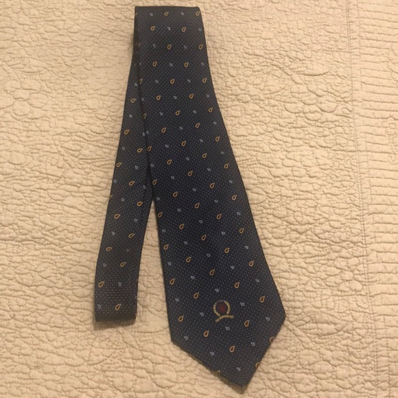 Tommy Hilfiger Other - Tommy Hilfiger Navy tie with Wi e, Gold & Baby Blue accents, like new, Silk